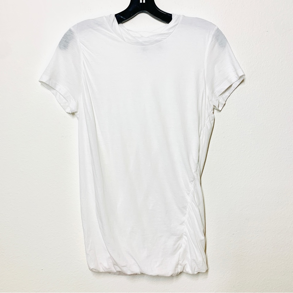 Theory White Ruched Drape Twist Tee T-Shirt